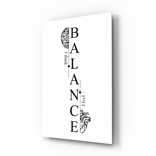 Balance I Think I Feel Brain Heart Glass Wall Art
