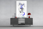 Overthinking Blue Thread Brain Sketch Glass Wall Art