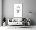 Balance Brain Over Heart White Line Art Glass Wall Art