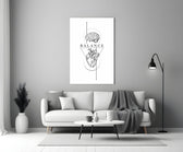 Balance Brain Over Heart White Line Art Glass Wall Art