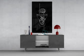 Balance Brain Over Heart Black Line Art Glass Wall Art