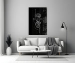 Balance Brain Over Heart Black Line Art Glass Wall Art