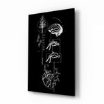 Balance Brain and Heart Line Art Glass Wall Art