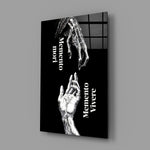 Memento Mori Vivere Reaching Hands Glass Wall Art