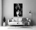 Memento Mori Vivere Reaching Hands Glass Wall Art