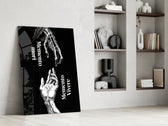 Memento Mori Vivere Reaching Hands Glass Wall Art