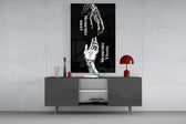 Skeletal and Living Hands Memento Mori Glass Wall Art