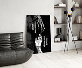 Skeletal and Living Hands Memento Mori Glass Wall Art