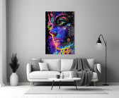 Neon Dot Psychedelic Woman Face Glass Wall Art