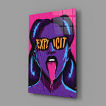 Explicit Pink Pop Art Woman Glass Wall Art
