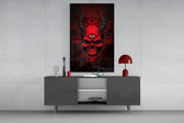Third Eye Red Horned Skull Glass Wall Art