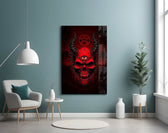 Third Eye Red Horned Skull Glass Wall Art