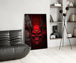 Third Eye Red Horned Skull Glass Wall Art