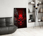 Third Eye Red Horned Skull Glass Wall Art