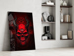 Third Eye Red Horned Skull Glass Wall Art