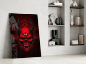 Third Eye Red Horned Skull Glass Wall Art
