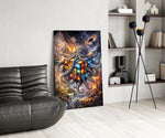 Checkered Octopus Cosmic Puzzle Cube Glass Wall Art