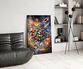 Checkered Octopus Cosmic Puzzle Cube Glass Wall Art