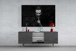 Hush Monochrome Grinning Trickster Glass Wall Art