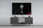 Hush Monochrome Grinning Trickster Glass Wall Art