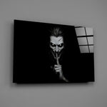 Hush Monochrome Grinning Trickster Glass Wall Art