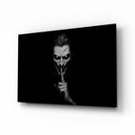 Hush Monochrome Grinning Trickster Glass Wall Art