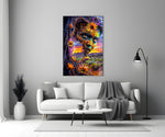 Sunset Desert Sunflower Face Glass Wall Art
