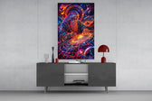 Neon Cosmic Wizard Spinning Galaxy Glass Wall Art