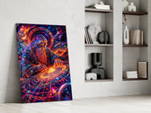 Neon Cosmic Wizard Spinning Galaxy Glass Wall Art