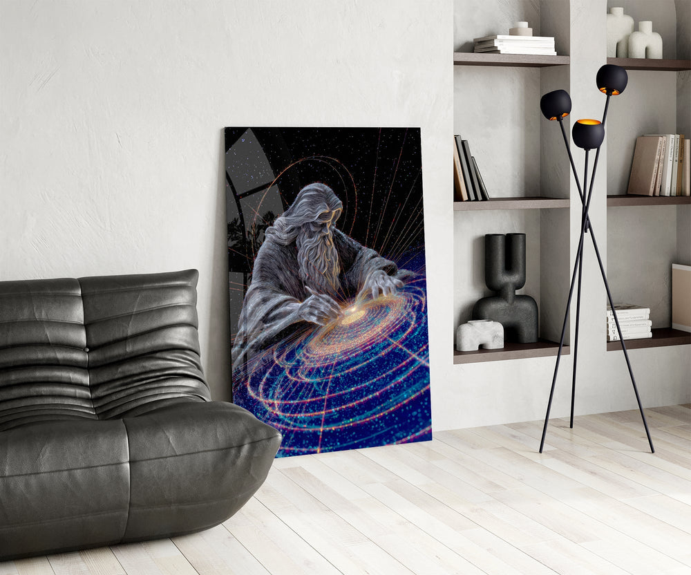 Silver Line Creator of the Galaxy Glass Wall Art
