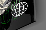 Money Brain Gothic Type Black Glass Wall Art