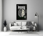 Money Brain Gothic Type Black Glass Wall Art