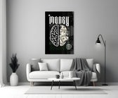 Money Brain Gothic Type Black Glass Wall Art