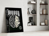 Money Brain Gothic Type Black Glass Wall Art