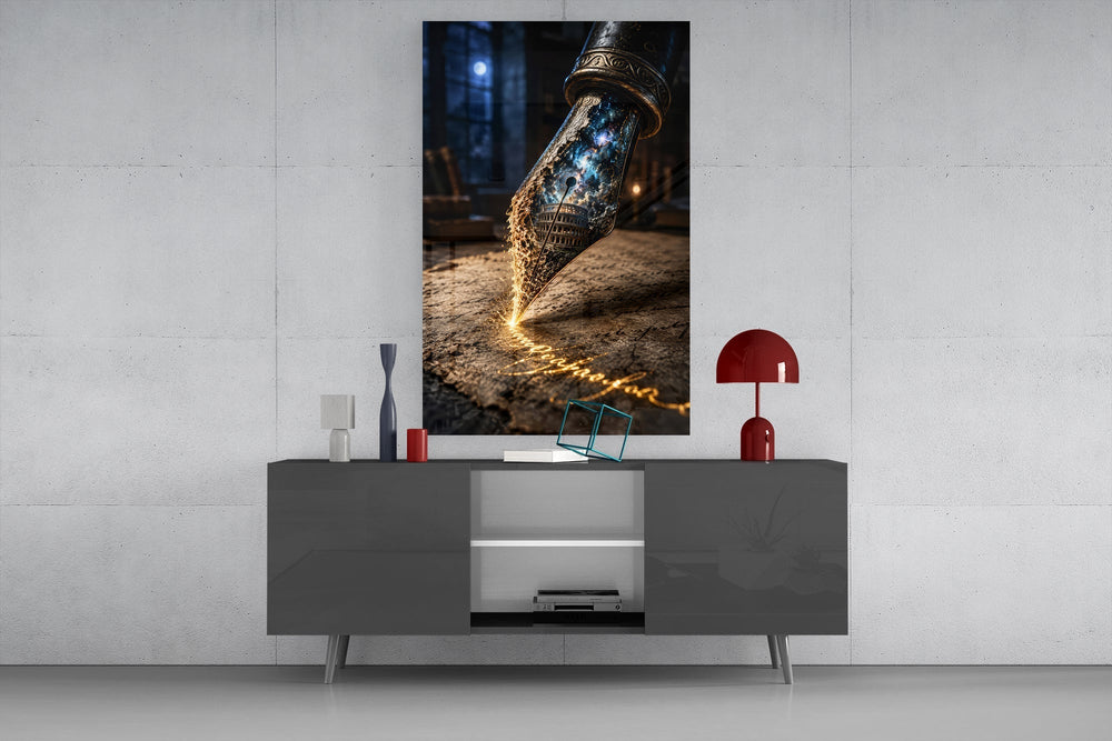 Cosmic Colosseum Fountain Pen Glass Wall Art