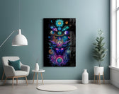 Cosmic Third Eye Deity Planets Glass Wall Art