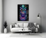 Cosmic Third Eye Deity Planets Glass Wall Art