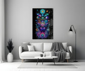 Cosmic Third Eye Deity Planets Glass Wall Art