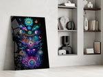 Cosmic Third Eye Deity Planets Glass Wall Art