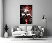 No Exit Red Cracked Lava Typography Glass Wall Art