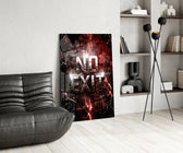 No Exit Red Cracked Lava Typography Glass Wall Art