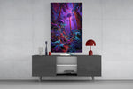 Neon Purple Jungle Glowing Rainforest Glass Wall Art