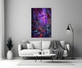 Neon Purple Jungle Glowing Rainforest Glass Wall Art