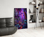 Neon Purple Jungle Glowing Rainforest Glass Wall Art