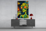Green Alien Smoking Psychedelic Glass Wall Art