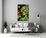Green Alien Smoking Psychedelic Glass Wall Art