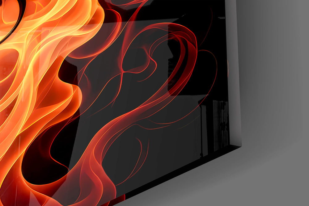 Boss Blackletter Fire and Smoke Glass Wall Art