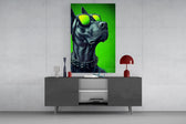 Lime Green Dog in Yellow Shades Glass Wall Art