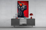 Crimson Red Dog in Mirrored Shades Glass Wall Art