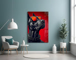 Crimson Red Dog in Mirrored Shades Glass Wall Art